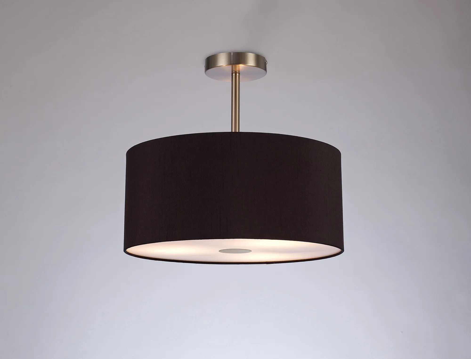 Baymont 40cm Semi Flush 3 Light Satin Nickel, Midnight Black/Green Olive, Frosted Diffuser DK0421  Deco Baymont SN BL/GR